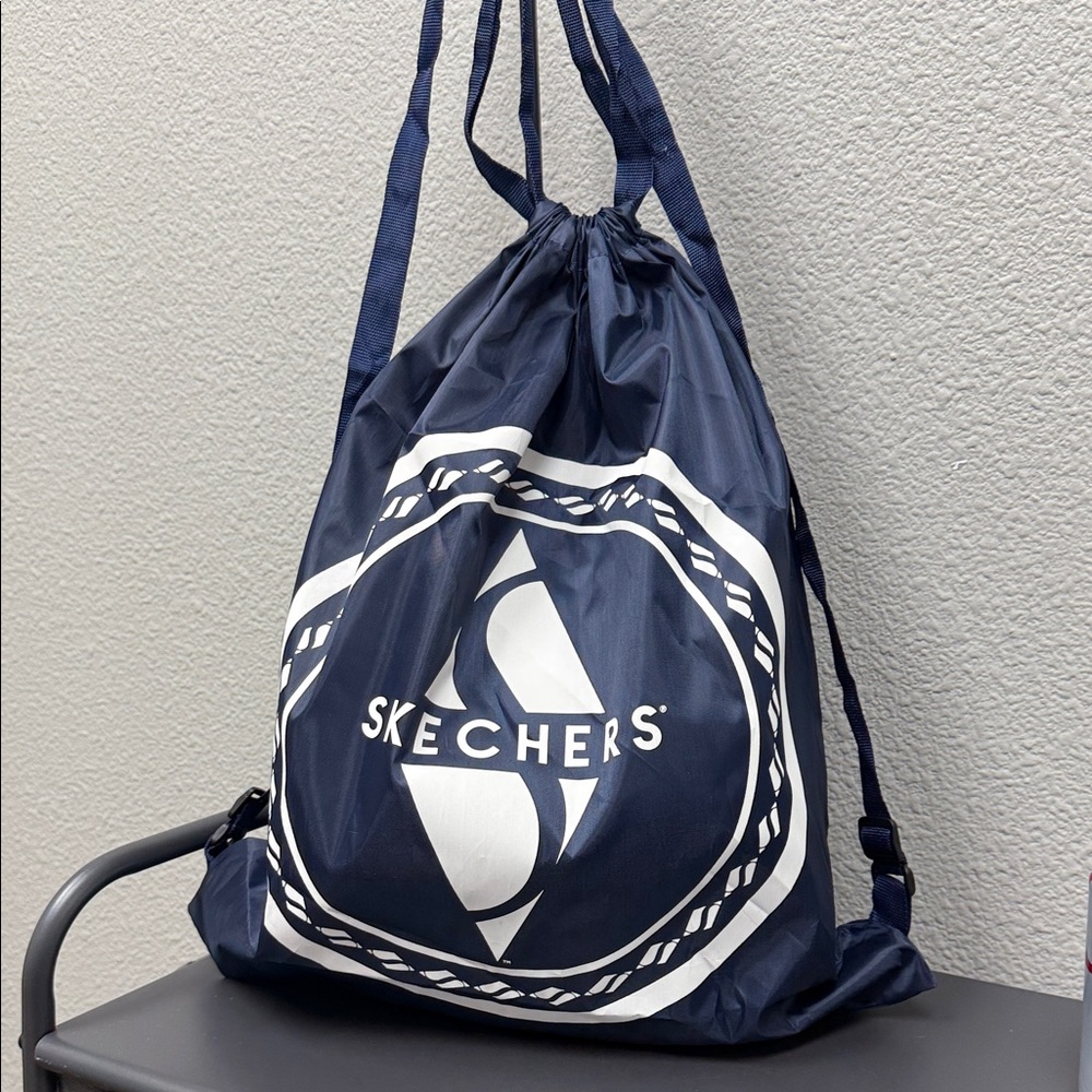 Skechers Blue and White Drawstring Backpack